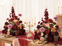 S-A9058 2pcs Bunga Artificial Burgundy untuk Dekorasi Meja dan Lorong Pernikahan/Pesta