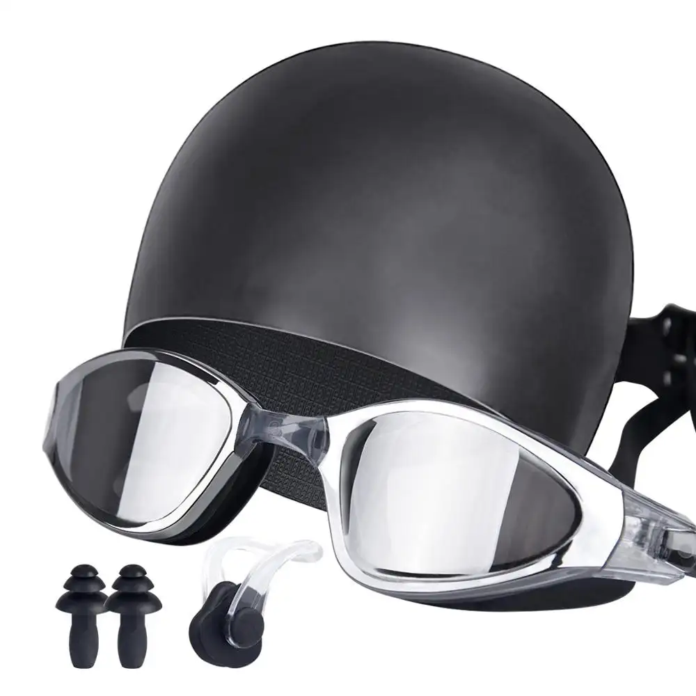 Óculos de natação anti-vazamento com proteção uv, óculos transparente de campo visual para adultos e crianças