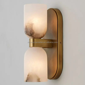 American Creative Aurind Doppia Tonalità in Ottone Solido da Bagno Lampada da Muro Alabastro per Hotel Camera da Letto Corridoio Villa Ristorante - Product Image 4