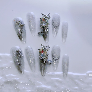 Produits chauds 10 pièces gothique Y2K amande portable oeil de chat Punk métal Style fête ongle autocollant à la main presse sur <span class=keywords><strong>les</strong></span> ongles - Product Image 4