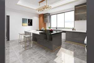 Gabinetes de Cocina de Aluminio Estilo Europeo en Gris Brillante, Material de Madera y Paneles, Puertas de Gabinete de Cocina de Acrílico para Uso en Cocina - Product Image 5