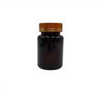 Botella de plástico PET de 80 ml color ámbar para suplementos de salud, con tapa dorada y diseño abatible con serigrafía.