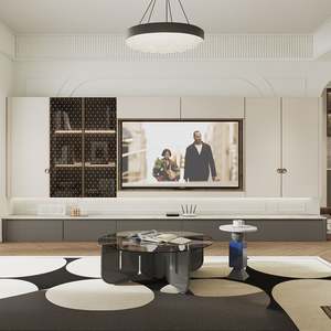 Meuble TV moderne au design nouveau, unité murale pour salon avec rangement pour l'organisation des systèmes multimédias et gain de place - Product Image 2