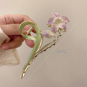 Mode femmes requin épingle à cheveux goutte à goutte huile lys fleur alliage cheveux griffes filles dos tête <span class=keywords><strong>queue</strong></span> <span class=keywords><strong>de</strong></span> <span class=keywords><strong>cheval</strong></span> mâchoire Clips - Product Image 3