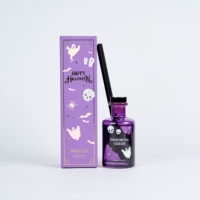 Diffuseur à bâtonnets en verre sur le thème d'Halloween 200 ml, huile parfumée premium, bâtonnets en rotin naturel, sans plomb, décoration aromatique pour la maison, effrayant