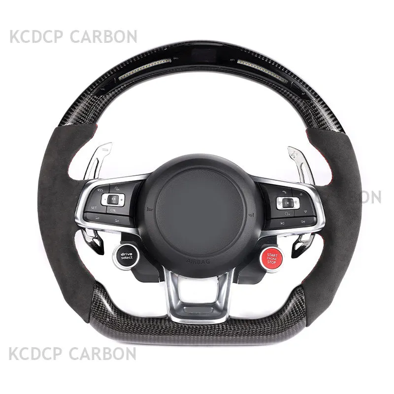 Carbon Fiber Steering Wheel Fit for VW GOLF MK7 GTI GTS R-line POLO SCIROC-CO GTD Steering Wheel Control