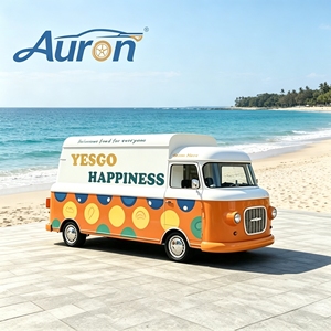 Camion de restauration mobile rétro moderne en acier inoxydable, style Citroën vintage, chariot de nourriture mobile électrique - Product Image 1