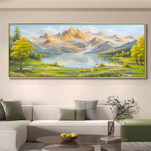 Landscape Painting With Treasure Basin Design Aluminum Alloy <b>Frame</b> Contemporary Living Room <b>Wall</b> Art Single Piece Crystal - Product Image 2