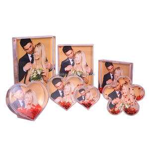Herstelleraktion Herzförmiger Glitzer-Flüssigkeits-Klarplastik Herzförmiger Kunststoff-Fotorahmen Schneekugel Mit Herz-Glitzer - Product Image 5