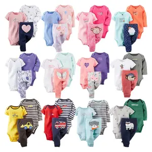 Wholesale Lovely Unisex Infant & Toddlers Cotton Baby Clothing Fashion Newborn Baby Clothes 3 Piece Set