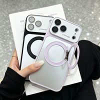 Coque de téléphone antichoc intégrale avec anneau magnétique et béquille, finition argent mat, pour Apple iPhone 18 Pro Max, protection anti-chute