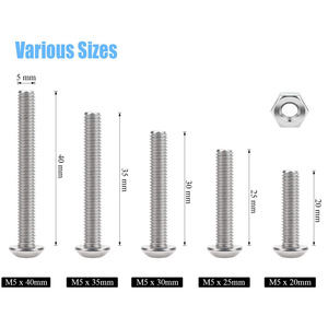 304 Stainless Steel M5 Hex Button Head <b>Cap</b> Screws Nuts Kit 100 Pcs Boxed Set With Hex <b>Key</b> - Product Image 3