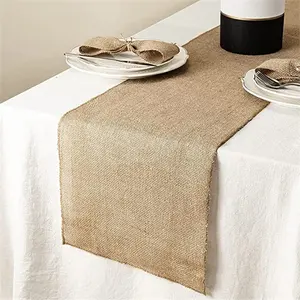 Chemin de table en toile de jute naturelle vintage rustique de 12x108 pouces pour mariage