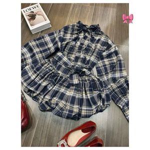 Robe à carreaux floraux ODM pour femmes avec col carré Style formel tendance parfaitement adapté pour améliorer la beauté féminine pour l'automne - Product Image 3