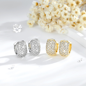 2025 New Factory Wholesale <b>Fine</b> High Quality Popular <b>Hoop</b> 14k Brass Gold Plated Zirconia Women's <b>Earrings</b> Jewelry - Product Image 1