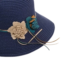 Chapeau de plage d'été en papier de paille tissé personnalisable en gros pour les femmes à larges bords belles fleurs pour la pêche en plein air décontracté