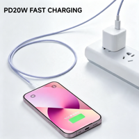 Cable de Carga Rápida Trenzado de Nailon PD 20W Tipo C a iPhone, Cable USB-C a 8 Pines de 3 y 6 pies para iPhone 12, 13 y 14