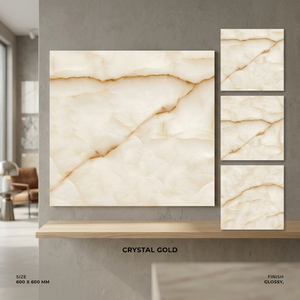 กระเบื้องพอร์ซเลนเคลือบเงาขนาด 600x600 มม. ลายครีมมาร์เบิล หนา 8 มม. คุณภาพพรีเมียม ขัดเงา สำหรับปูพื้นภายใน - Product Image 3