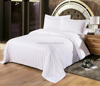 100% coton 200TC/250TC/300TC tissu rayure drap de lit reine taille linge de lit ensemble de draps lin blanc hôtel ensemble de literie