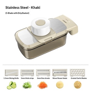 Hachoir à légumes multifonctionnel avec panier de drainage et protection de sécurité, mandoline pour la préparation culinaire - Product Image 5