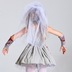 Costume da Sposa <span class=keywords><strong>Zombie</strong></span> per Mamma <span class=keywords><strong>e</strong></span> Figlia, Abito da Sposa Fantasma Insanguinata con Velo <span class=keywords><strong>e</strong></span> Guanti, Outfit per Feste di Halloween <span class=keywords><strong>e</strong></span> Cosplay - Product Image 2