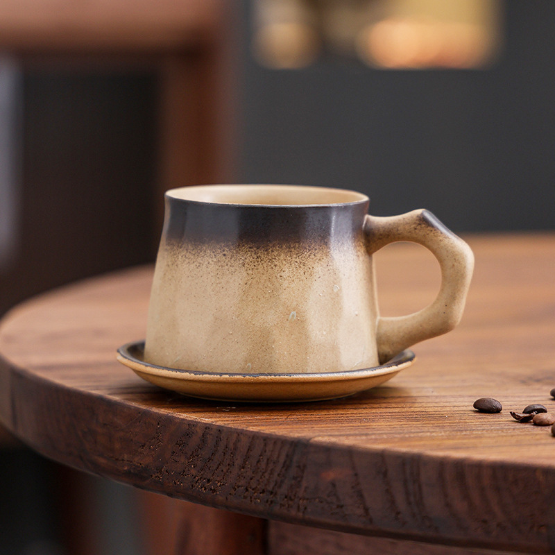 Ensemble tasse à café et soucoupe Cutter Grain - Jaune clair