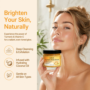 Gommage corporel éclaircissant au curcuma naturel, marque privée, pour le visage et le corps, exfoliant, anti-taches brunes, illuminateur, enrichi en vitamine C - Product Image 6
