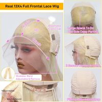 Perruque en cheveux humains avec dentelle frontale 13x4 |   Perruque blonde courte en cheveux brésiliens Remy |   Perruque courte et droite pré-épilée sans colle