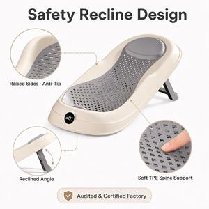 Transat de bain pour bébé avec affichage numérique de la température, capteur anti-buée, siège pliable en TPE souple, nouveau-né+, 53 cm, PP+TPE, OEM - Product Image 4