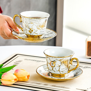 Taza de Café de Cerámica de Diseño Estilo Ins, Taza Retro para Latte, Exquisito Juego de Té para la Tarde, 6 Tazas, 6 Platos - Product Image 6