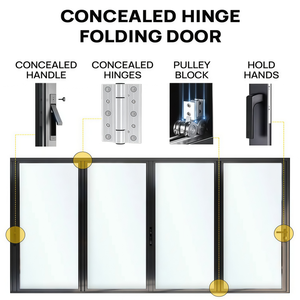 Puertas Comerciales de Vidrio Templado con Aislamiento Térmico de Estilo Nórdico, Puertas Plegables de Patio Tipo Acordeón para Balcón - Product Image 6