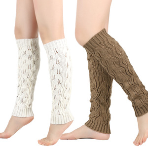 Vente en gros Hiver Femmes Feuille de laine épaisse Chauffe-pieds tricotés Leggings chauds Chaussettes chauffantes longues aux genoux - Product Image 1