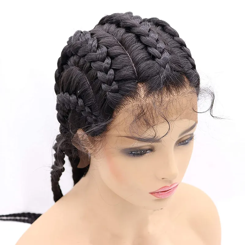 Braided Lace Front Wig African Glueless Box Braids Wig Women Baby Hair Remy Lace Braided Wig