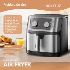 DON FELIZ Friteuse à air électrique saine 8L carrée, sans huile, en acier inoxydable avec revêtement céramique, 1400W, panier unique, pour voiture et maison - Product Image 5
