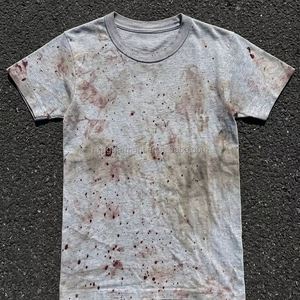 T-shirt Homme en Coton Oversize à Coupe Boxy, Effet Délavé Vintage, Peinture Colorée Éclaboussée, Effet Usé et Déchiré - Product Image 1