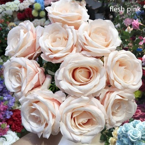 V-3368 Regalo di San Valentino Rose Champagne al Tatto Reale Fiori di Seta Rosa Antico 10 Teste Rose Artificiali <span class=keywords><strong>Viola</strong></span> <span class=keywords><strong>Scuro</strong></span> - Product Image 2