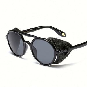 Gafas de Sol Redondas Steampunk de Cuero Personalizadas de Alta Calidad 2019 para Hombre y Mujer - Product Image 5