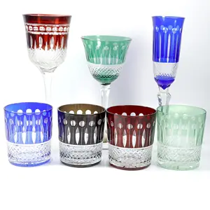 China Factory Accept Custom Set Of bohemian czech colored drinking glasses white wine glass water tumbler