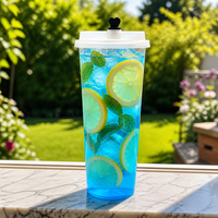 Gobelets en plastique carrés avec logo personnalisé, vente en gros, jetables, avec couvercles