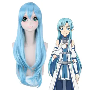 SAO Sword Art Online ALO ALfheim Online Asuna Long Blue Cosplay pelucas Peluca sintética Anime resistente al calor pelucas de pelo