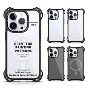 7.5M Anti-impatto chiaro casi di telefono bianco all'ingrosso TPU piastra di cuoio Custom cassa del telefono cellulare per Iphone 16 15 14 13 Pro Max Case