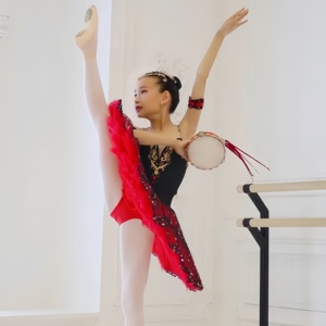 Costume de compétition professionnel en spandex rouge pour la danse classique pour adultes, jupe de lapin, Don Quichotte espagnol - Product Image 4