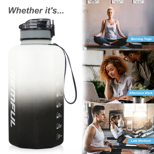 Bouteille d'eau Movitational Bouteille d'eau de sport de 2.2 litres avec brosse et sangle sans BPA étanche pour la salle de sport - Product Image 4