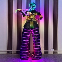 RICHSHINING Costume de danseuse pour femmes, échasses LED, costumes de robot, vêtements néon LED, costume de performance LED avec casque pour spectacle sur scène