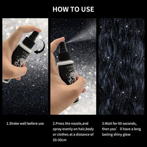Spray scintillant à séchage rapide pour cheveux et corps, poudre illuminatrice haute <span class=keywords><strong>brillance</strong></span> pour les lèvres, les yeux, le visage, parfait pour les festivals de musique - Product Image 3