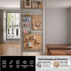 Rak <span class=keywords><strong>Display</strong></span> Modular Aluminium dari Lantai hingga Plafon, Rak Dinding Terpasang dengan Pegboard, Rak <span class=keywords><strong>Display</strong></span> Bisnis, Rak Fashion - Product Image 1