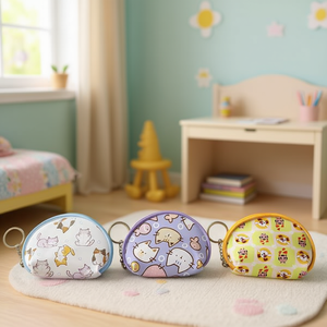 Portamonete a mezza luna con simpatico gatto e cane, 11,5x9 cm, con cerniera, per bambini e ragazze, portachiavi a forma di cartone animato, mini portatile - Product Image 3