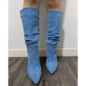 รองเท้าบูทส้นสูงแบบสวมสำหรับผู้หญิงปี 2025 สวมใส่สบาย ปลายแหลม แฟชั่นทันสมัย หนังแท้ - Product Image 4