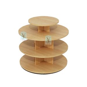Supermercato alto basso Display in legno per la casa bambole e cancelleria rotonda MDF espositore 4-Tier personalizzato tavolo da esposizione - Product Image 1