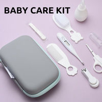 Kit de soins pour bébé 8 pièces : peigne, aspirateur nasal, thermomètre, brosse à poils doux, métal, PP